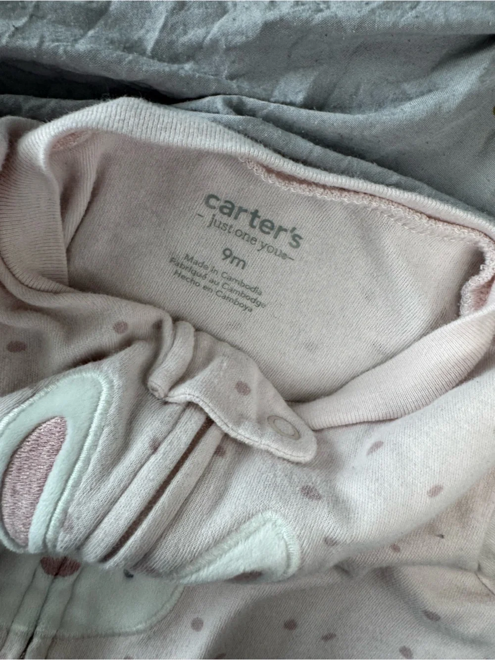 Carter's Light Pink Bunny Footed Sleeper
